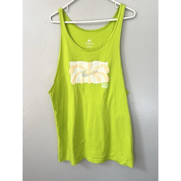 The Nike Tee Sportswear Spring Break Tank Top Lime Green Cotton Size Large ASOS - Picture 3 of 8